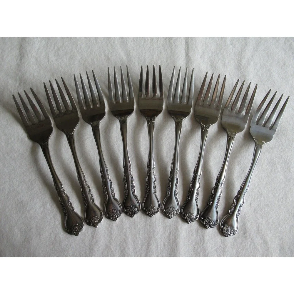 Roberts Rogers Co Korea & Taiwan DELIGHT Stainless Lot of 9x Salad Forks 6